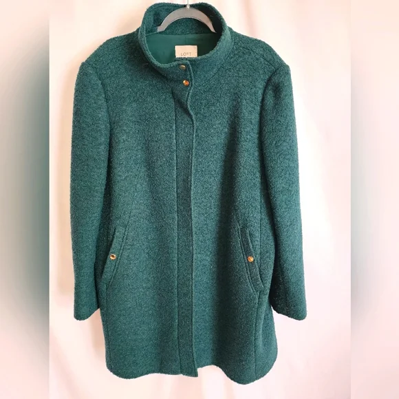 LOFT Marled Wool Funnel Neck Coat - Picture 2 of 3